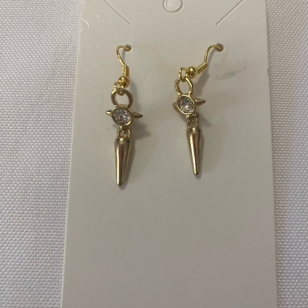 Gold Rhinestone Drop Earrings